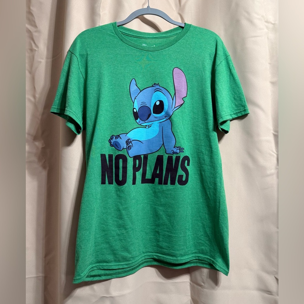 Disney Stitch "No Plans" Graphic Tee - Sage Green - Unisex M - NWOT - Picture 3 of 9